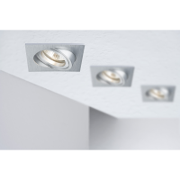 Paulmann Premium line recessed light set, halogen, 51 mm, Alum. brushed, swiv., Square, 3x35W